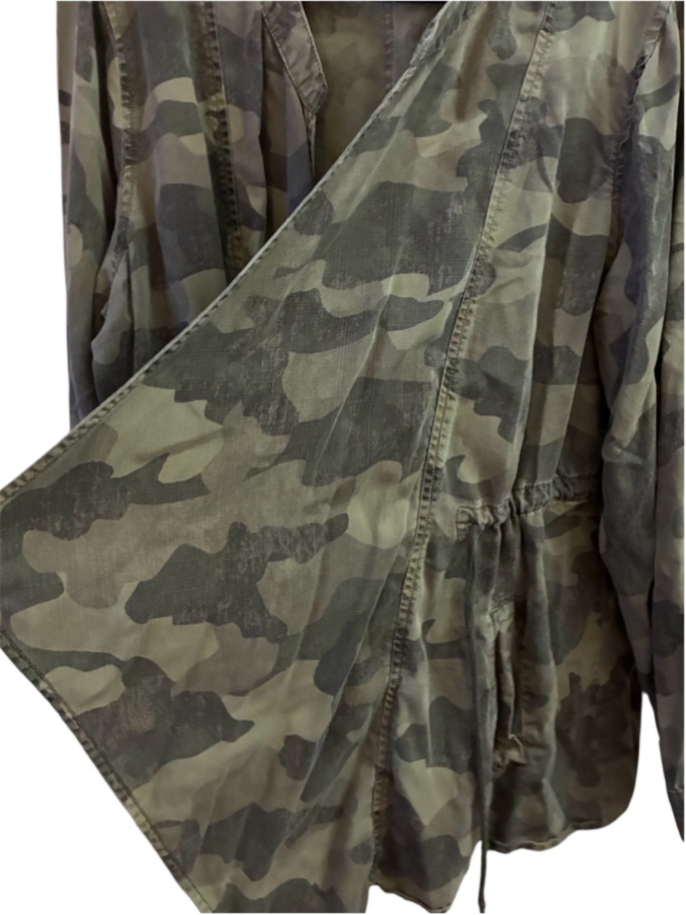 Knox Rose Green Camo Lyocell Drawstring Utility Jacket Utility Jacket Size XL - Picture 5 of 12